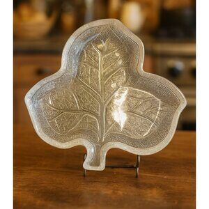 Vintage Leaf-Shaped Crystal Trinket Dish PM09 B